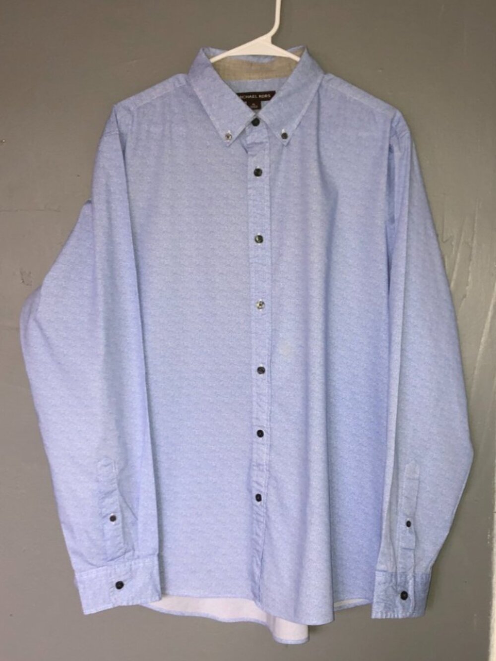 Calvin Klein Classic Fit Men's Long Sleeve Button Up Micro Geo Blue Pattern XL